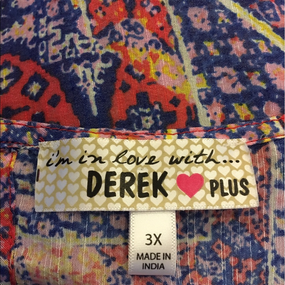 Derek Heart plus size patchwork pattern top 3X - Picture 4 of 6